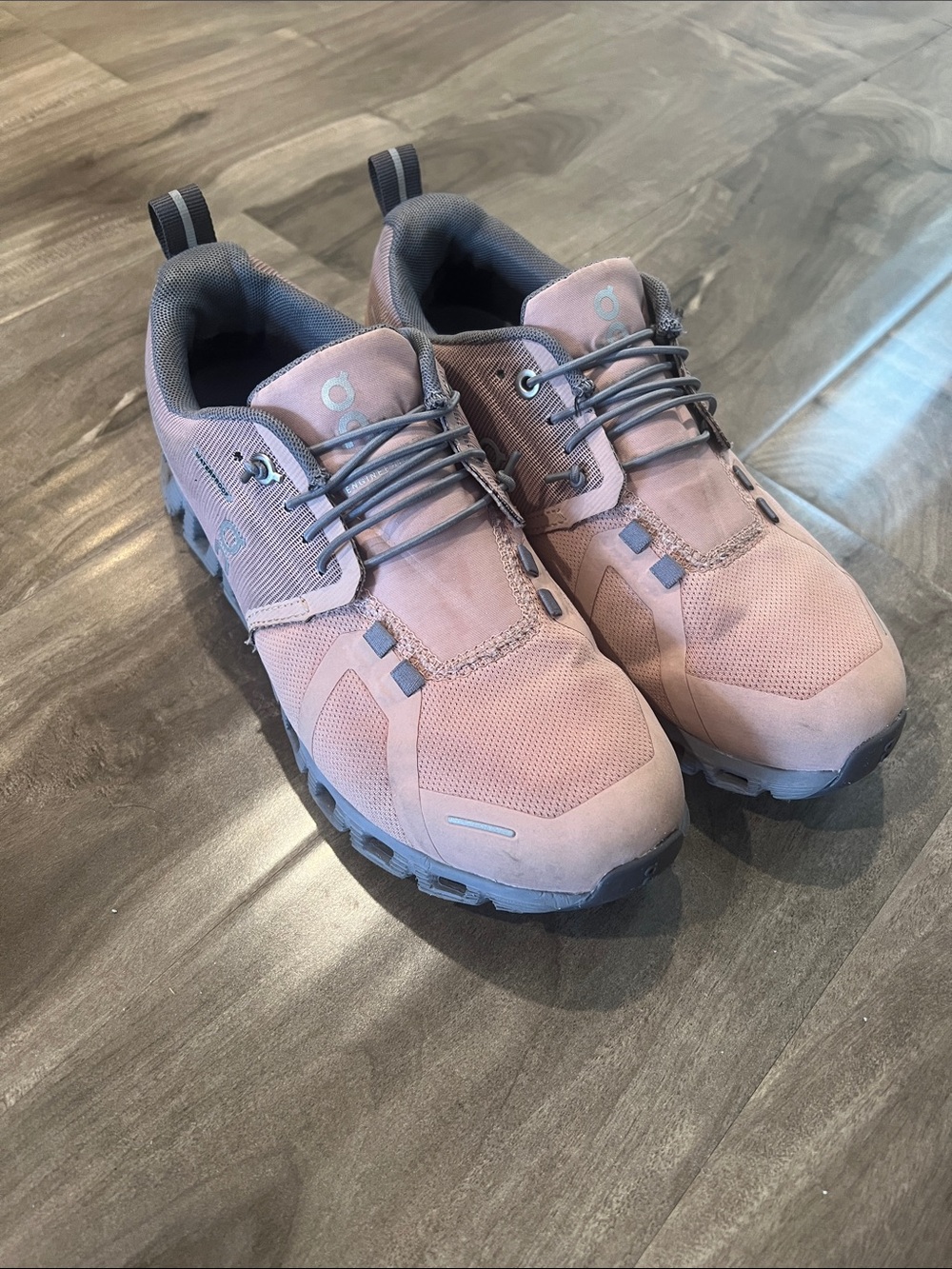 On Running Pink Trail Sneakers with Gray Soles